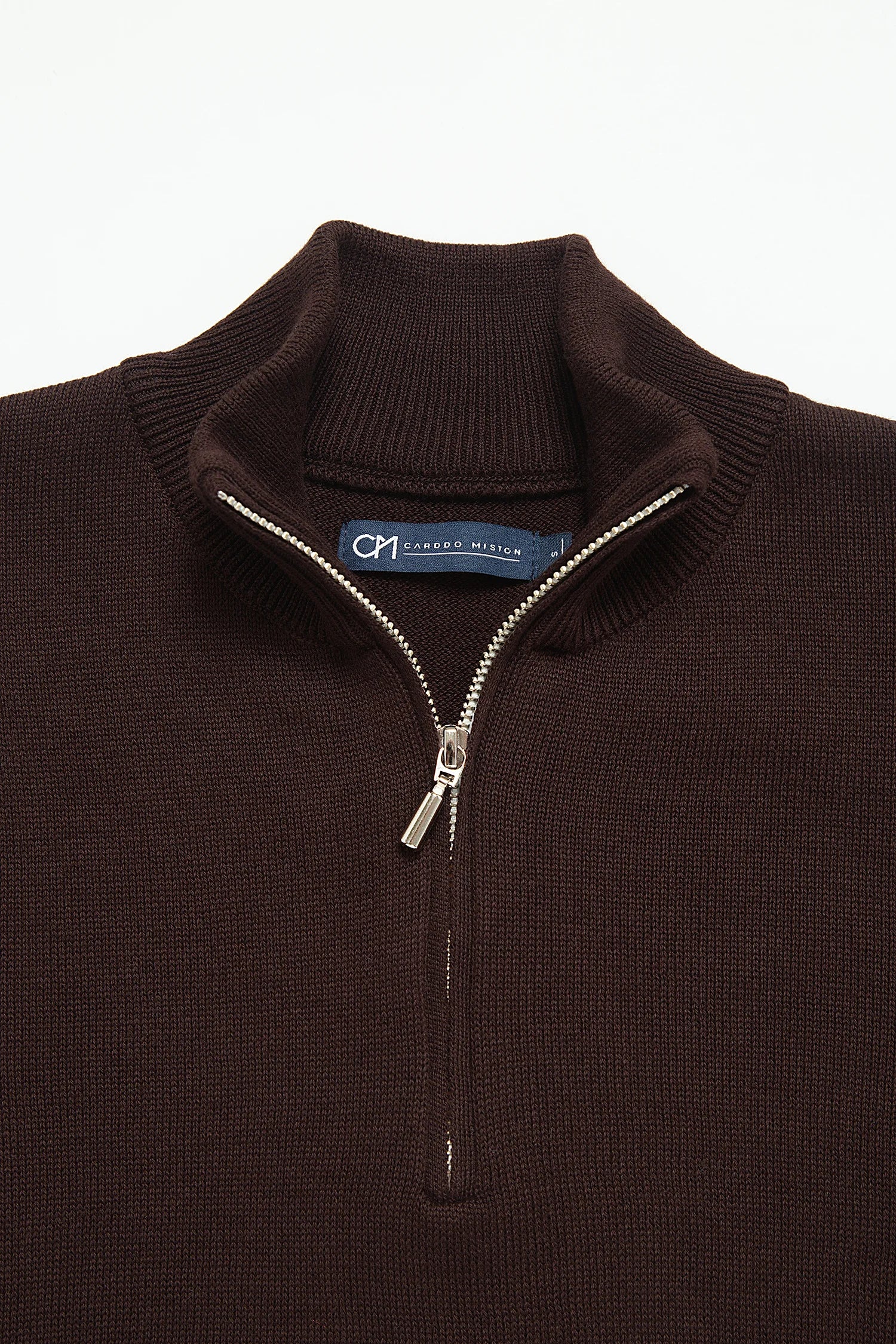 Saco Half Zip Algodón Chocolate